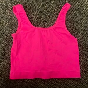 Neon pink cropped tank top